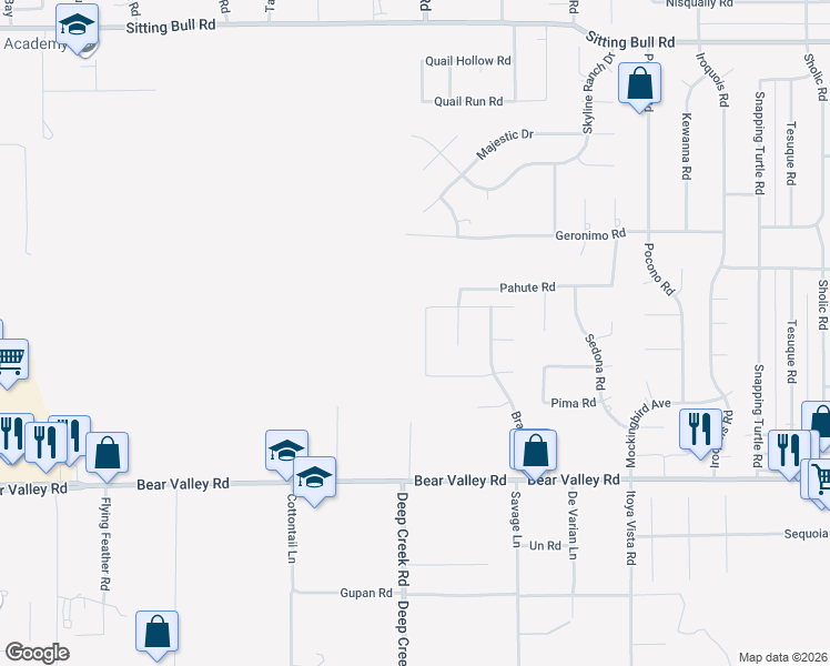 map of restaurants, bars, coffee shops, grocery stores, and more near 12362 MacIntosh Street in Apple Valley