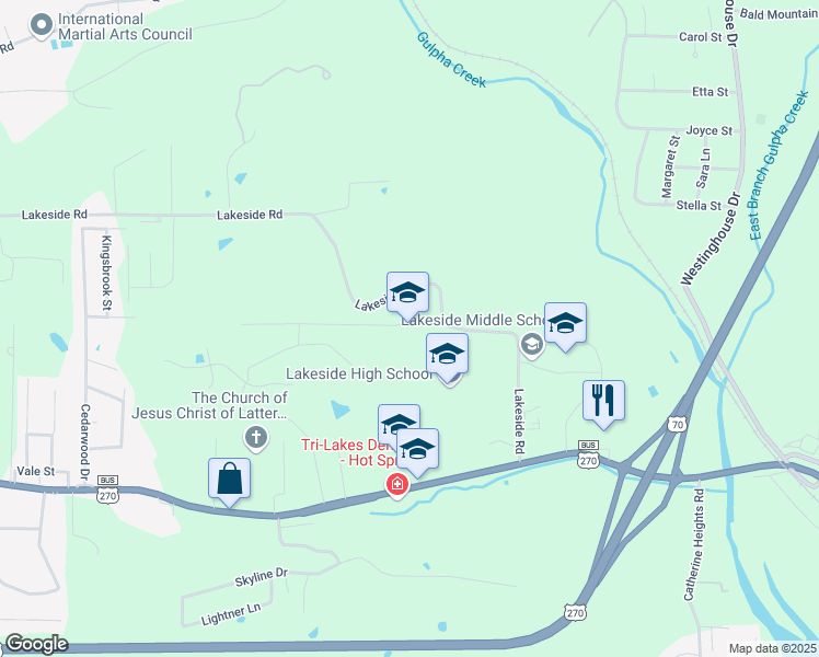 map of restaurants, bars, coffee shops, grocery stores, and more near 2855 Malvern Avenue in Hot Springs