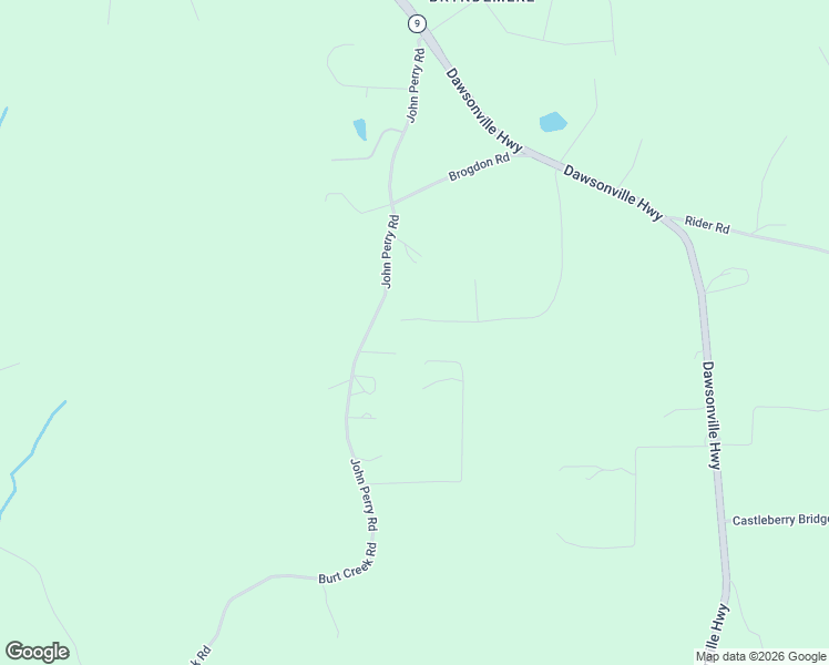 map of restaurants, bars, coffee shops, grocery stores, and more near 621 Greenwood Park Way in Dawsonville