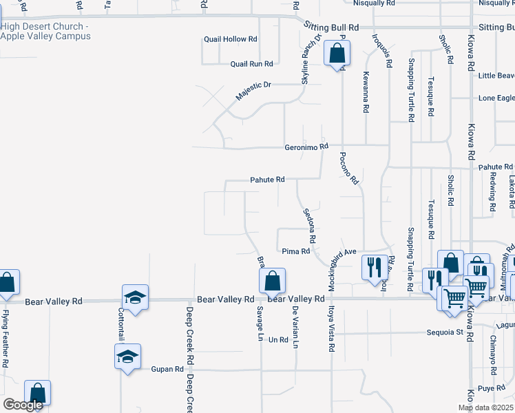 map of restaurants, bars, coffee shops, grocery stores, and more near 20284 Fuji Court in Apple Valley