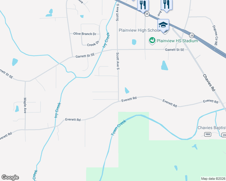 map of restaurants, bars, coffee shops, grocery stores, and more near 698 Scott Avenue South in Rainsville
