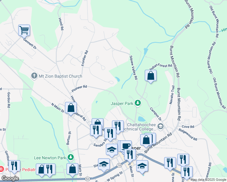 map of restaurants, bars, coffee shops, grocery stores, and more near 516 Pioneer Road in Big Canoe