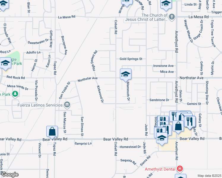 map of restaurants, bars, coffee shops, grocery stores, and more near 13270 Brighton Circle in Victorville