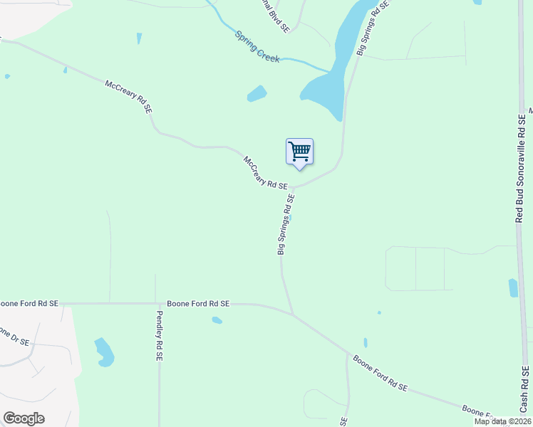 map of restaurants, bars, coffee shops, grocery stores, and more near 887 Big Springs Road Southeast in Calhoun