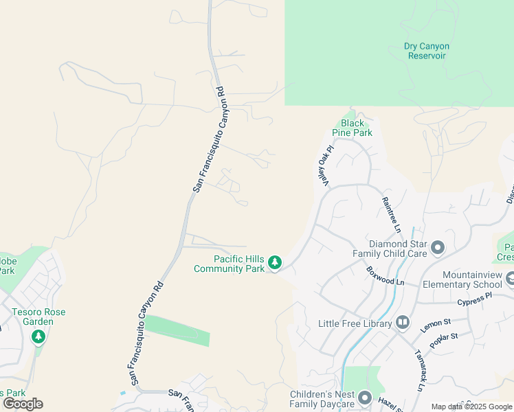 map of restaurants, bars, coffee shops, grocery stores, and more near 23102 Piute Court in Santa Clarita