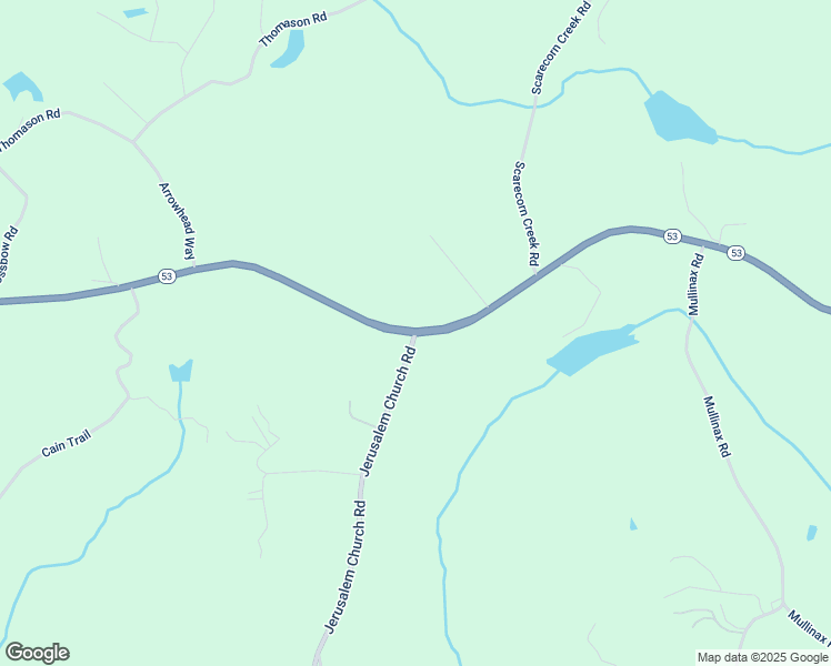map of restaurants, bars, coffee shops, grocery stores, and more near 6 Jerusalem Church Road in Jasper