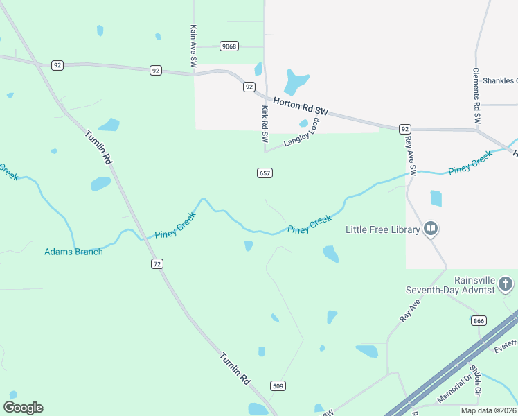 map of restaurants, bars, coffee shops, grocery stores, and more near 322 County Road 657 in Rainsville