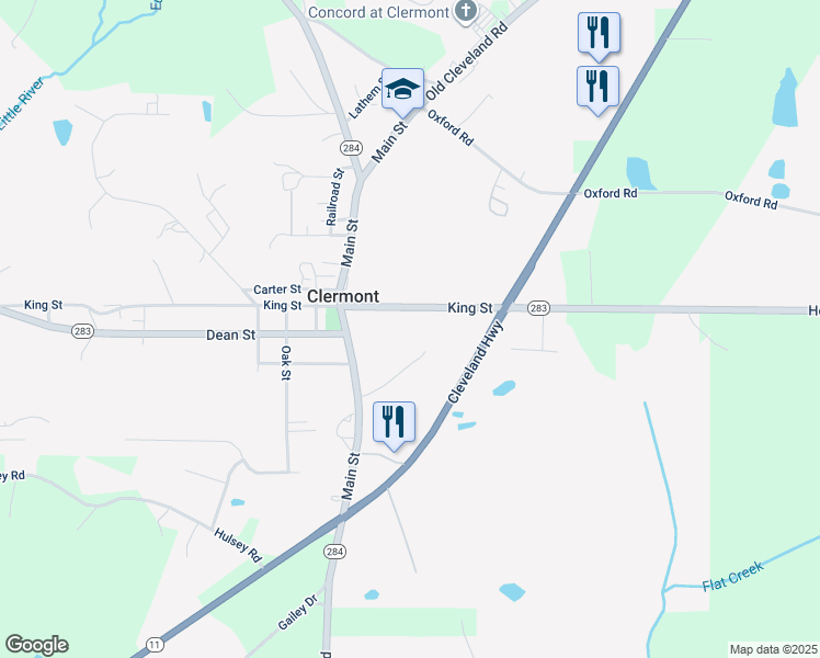 map of restaurants, bars, coffee shops, grocery stores, and more near 141 King Street in Clermont