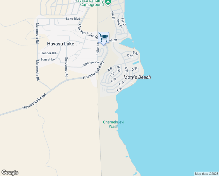 map of restaurants, bars, coffee shops, grocery stores, and more near 1 Havasu Lake Road in Needles