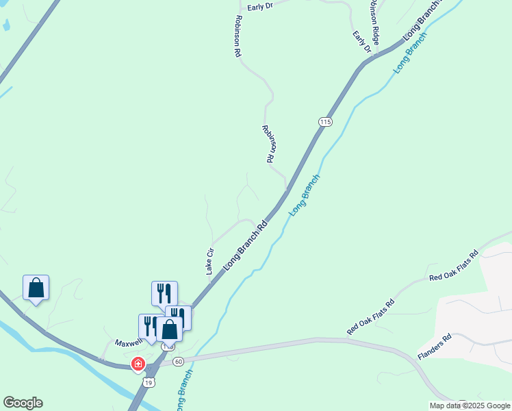 map of restaurants, bars, coffee shops, grocery stores, and more near 68 Flynt Ridge Drive in Dahlonega