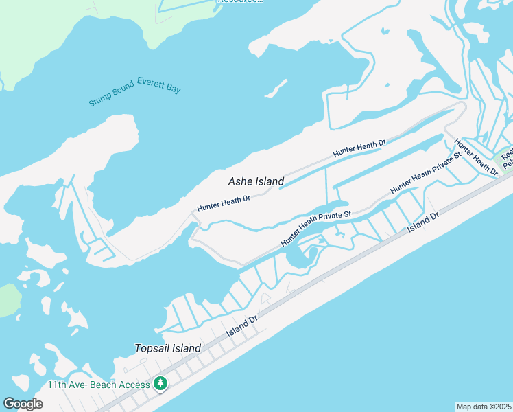 map of restaurants, bars, coffee shops, grocery stores, and more near 9 Hunter Heath Drive in North Topsail Beach