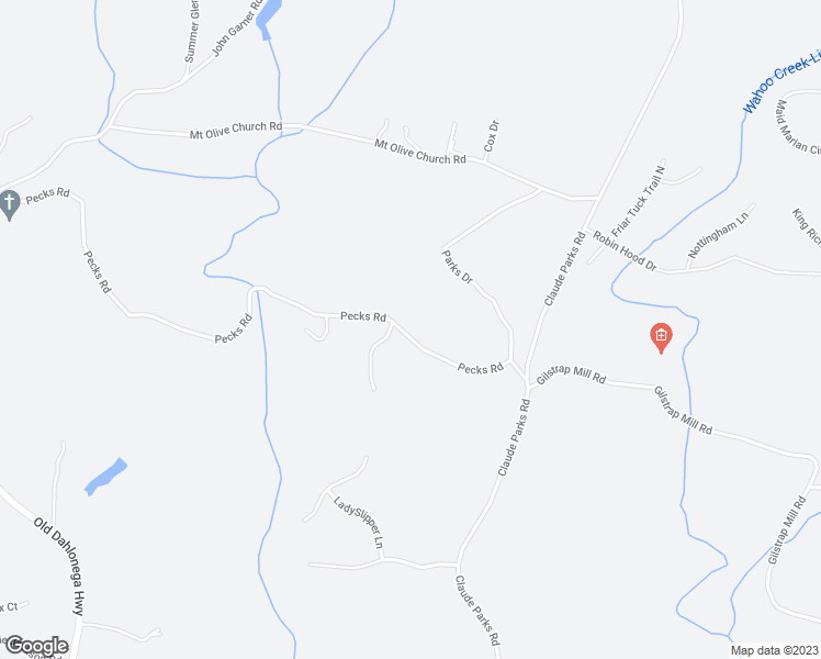 map of restaurants, bars, coffee shops, grocery stores, and more near 1255 Pecks Road in Dahlonega