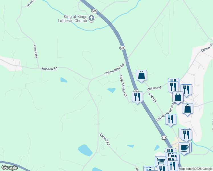 map of restaurants, bars, coffee shops, grocery stores, and more near 1067 Philadelphia Road in Jasper