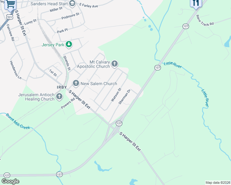 map of restaurants, bars, coffee shops, grocery stores, and more near 269 Watson Street in Laurens