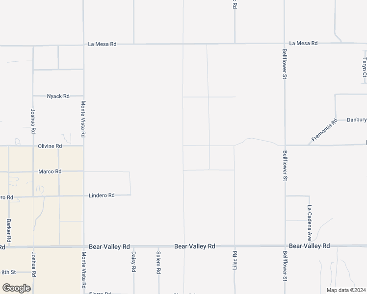 map of restaurants, bars, coffee shops, grocery stores, and more near Olivine Road in Victorville