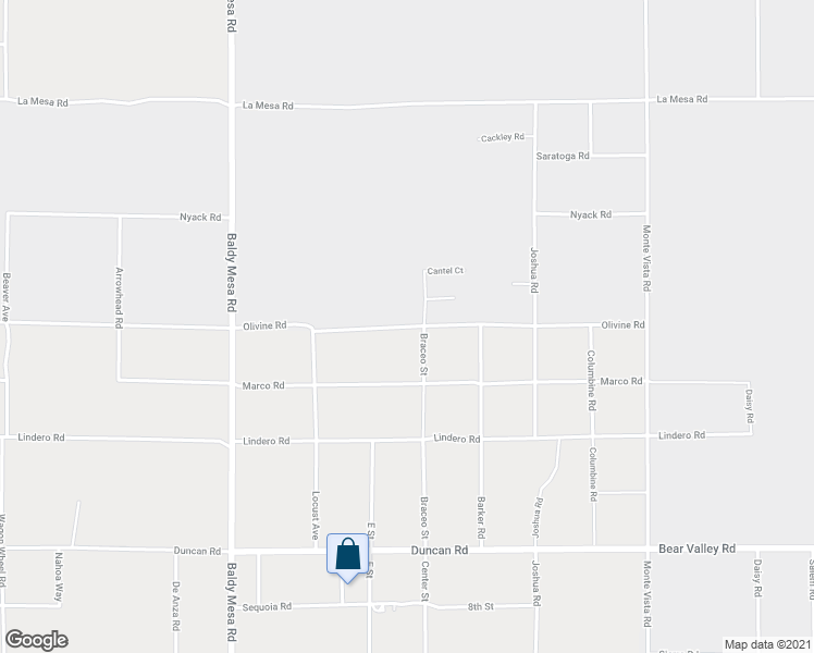 map of restaurants, bars, coffee shops, grocery stores, and more near Olivine Road in Victorville