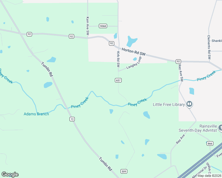 map of restaurants, bars, coffee shops, grocery stores, and more near 322 County Road 657 in Rainsville