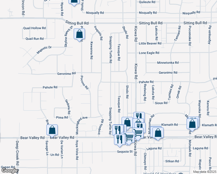 map of restaurants, bars, coffee shops, grocery stores, and more near 12438 Snapping Turtle Road in Apple Valley