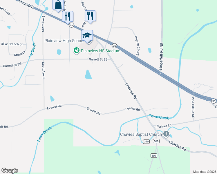 map of restaurants, bars, coffee shops, grocery stores, and more near in Rainsville