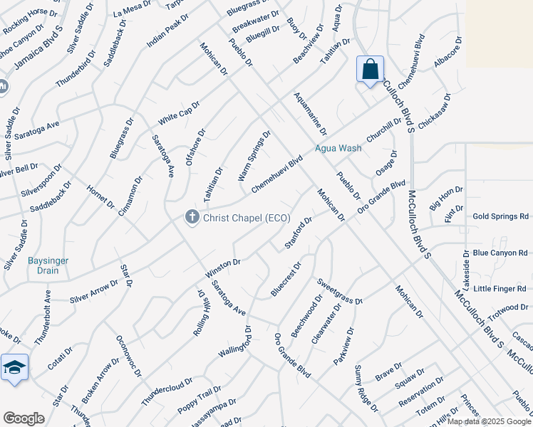 map of restaurants, bars, coffee shops, grocery stores, and more near 3585 Sunny Point Drive in Lake Havasu City