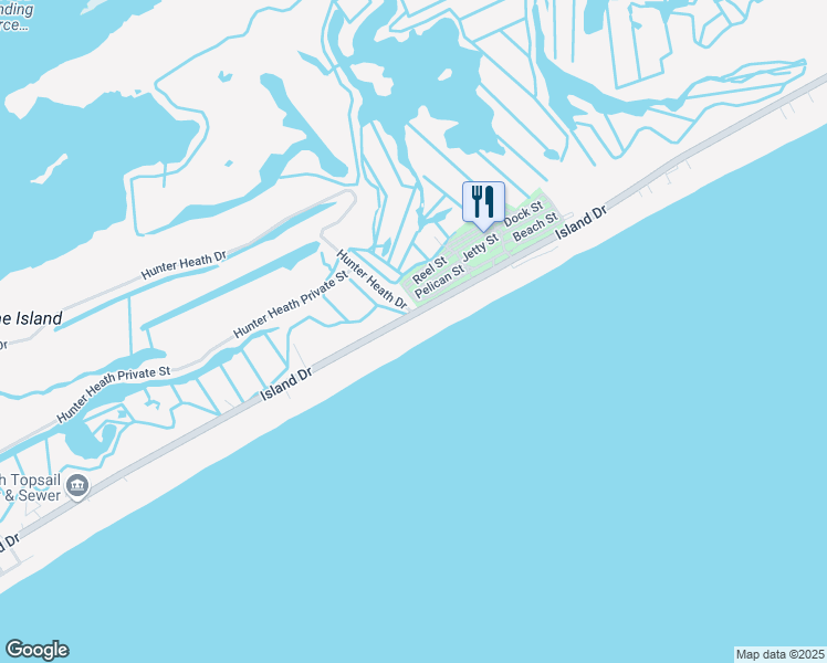map of restaurants, bars, coffee shops, grocery stores, and more near 3916 Island Drive in North Topsail Beach
