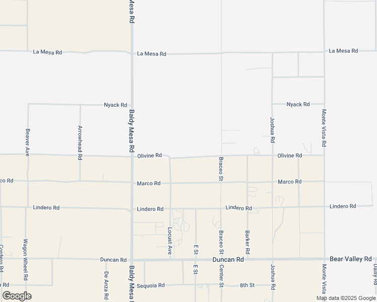 map of restaurants, bars, coffee shops, grocery stores, and more near Olivine Road in Victorville