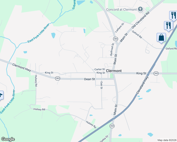map of restaurants, bars, coffee shops, grocery stores, and more near 434 King Street in Clermont