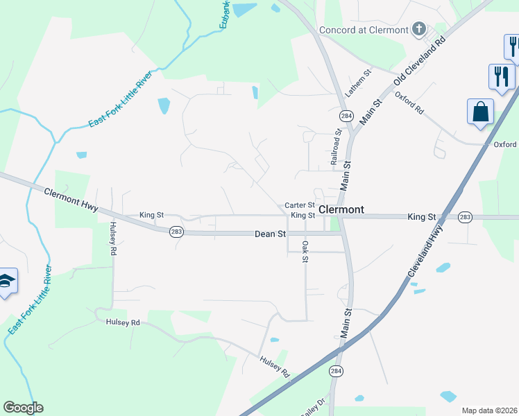 map of restaurants, bars, coffee shops, grocery stores, and more near 434 King Street in Clermont