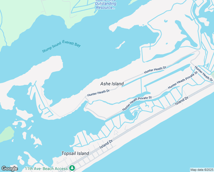 map of restaurants, bars, coffee shops, grocery stores, and more near 9 Hunter Heath Drive in North Topsail Beach