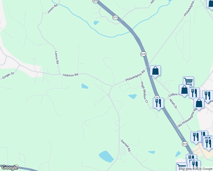 map of restaurants, bars, coffee shops, grocery stores, and more near 108 Fred Drive in Jasper