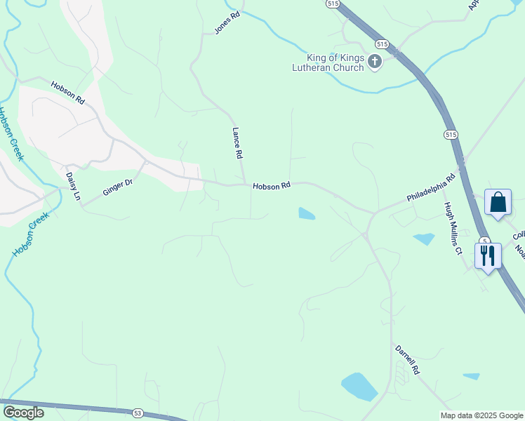 map of restaurants, bars, coffee shops, grocery stores, and more near 10 Little Doe Lane in Jasper