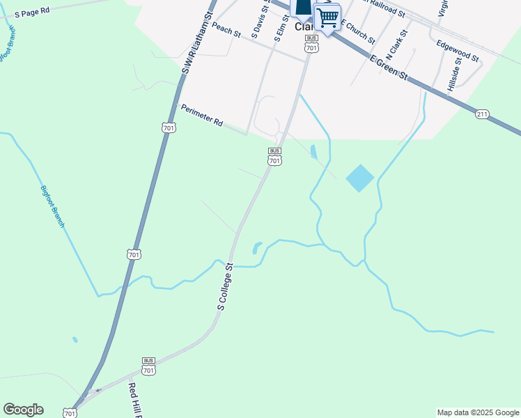 map of restaurants, bars, coffee shops, grocery stores, and more near 11167 South College Street in Clarkton