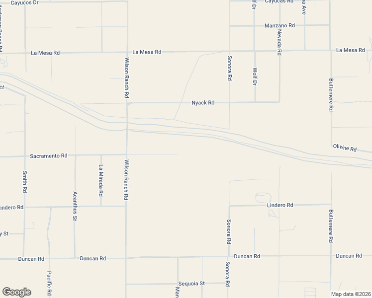 map of restaurants, bars, coffee shops, grocery stores, and more near 6650 Sacramento Road in Phelan