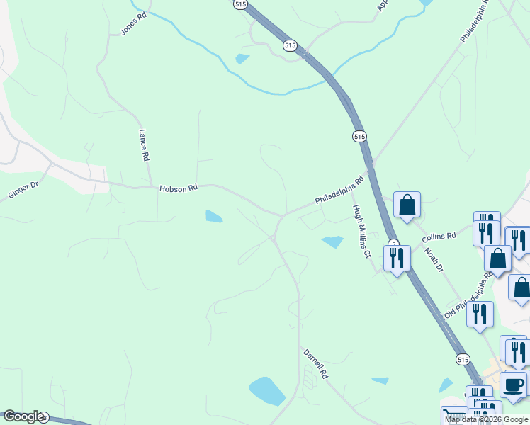 map of restaurants, bars, coffee shops, grocery stores, and more near 108 Fred Drive in Jasper