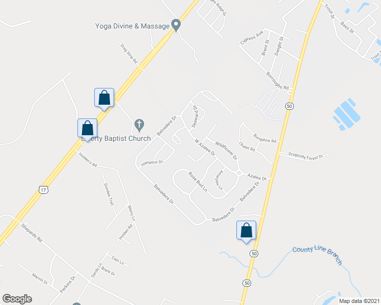 map of restaurants, bars, coffee shops, grocery stores, and more near 414 Tree Court in Holly Ridge