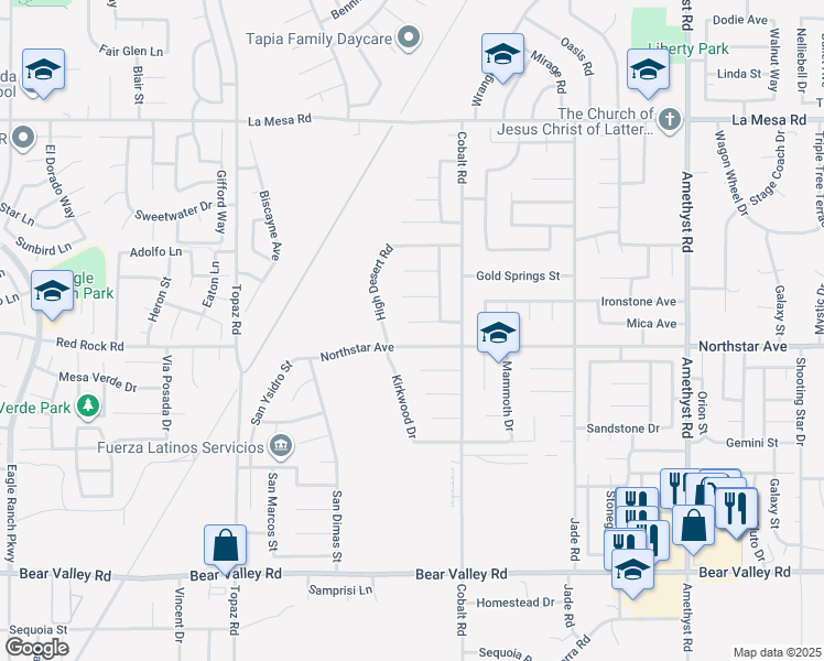 map of restaurants, bars, coffee shops, grocery stores, and more near 13209 Soft Cloud Way in Victorville