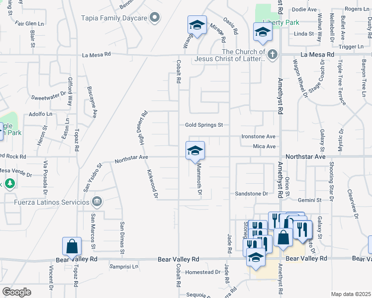 map of restaurants, bars, coffee shops, grocery stores, and more near 12489 Aspenview Circle in Victorville