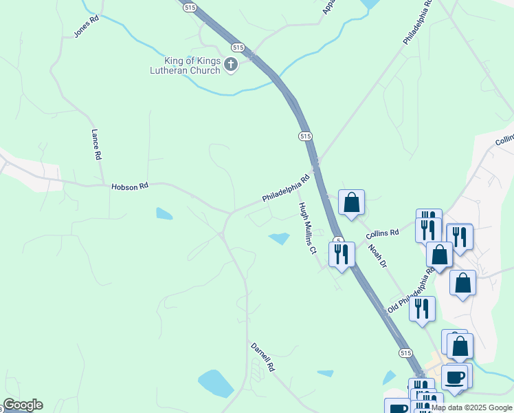 map of restaurants, bars, coffee shops, grocery stores, and more near 215 Pinnacle Way in Jasper
