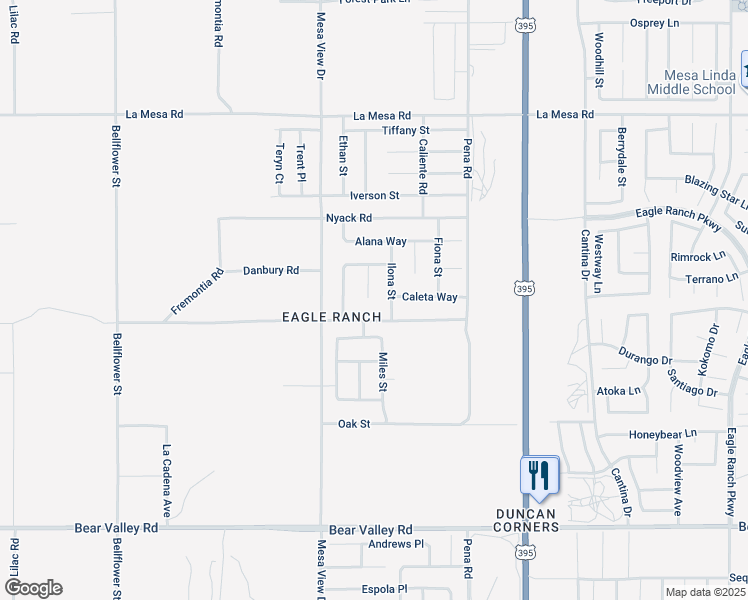map of restaurants, bars, coffee shops, grocery stores, and more near 12582 Ilona Street in Victorville