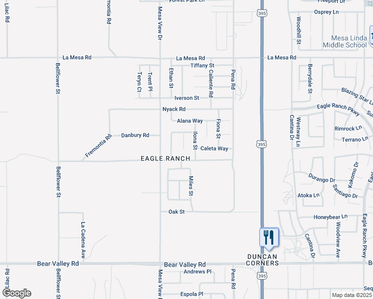 map of restaurants, bars, coffee shops, grocery stores, and more near 12582 Ilona Street in Victorville