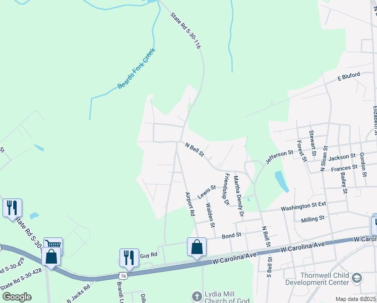 map of restaurants, bars, coffee shops, grocery stores, and more near 614 North Bell Street in Clinton