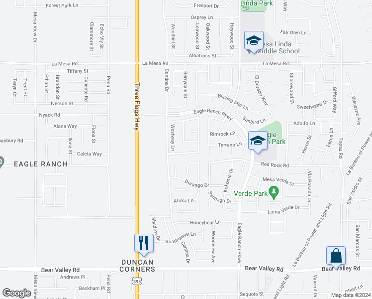 map of restaurants, bars, coffee shops, grocery stores, and more near 12278 Chacoma Way in Victorville