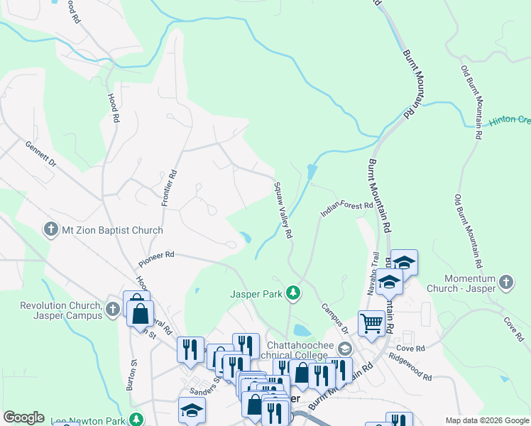 map of restaurants, bars, coffee shops, grocery stores, and more near 251 Rebecca Street in Jasper