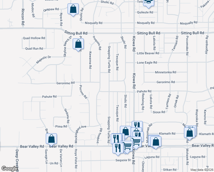 map of restaurants, bars, coffee shops, grocery stores, and more near 12508 Snapping Turtle Road in Apple Valley