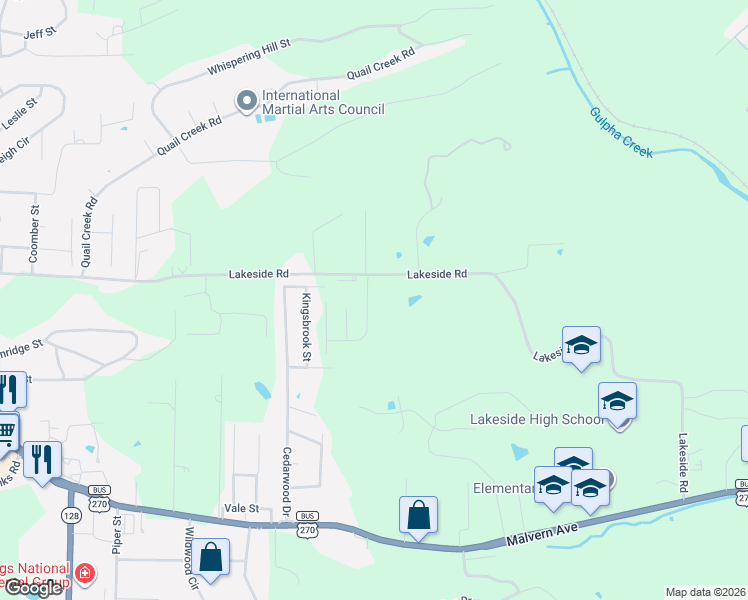 map of restaurants, bars, coffee shops, grocery stores, and more near 123 Saratoga Street in Hot Springs