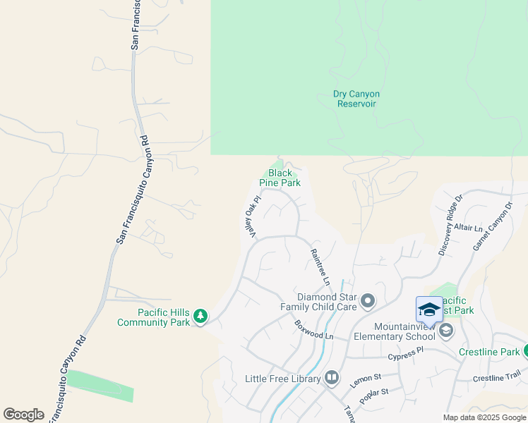 map of restaurants, bars, coffee shops, grocery stores, and more near 29125 Starwood Place in Santa Clarita
