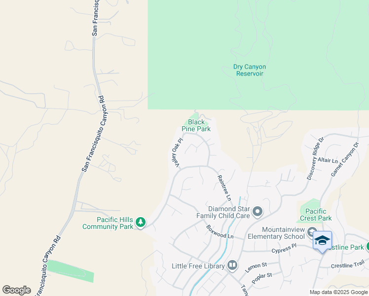 map of restaurants, bars, coffee shops, grocery stores, and more near 29125 Starwood Place in Santa Clarita