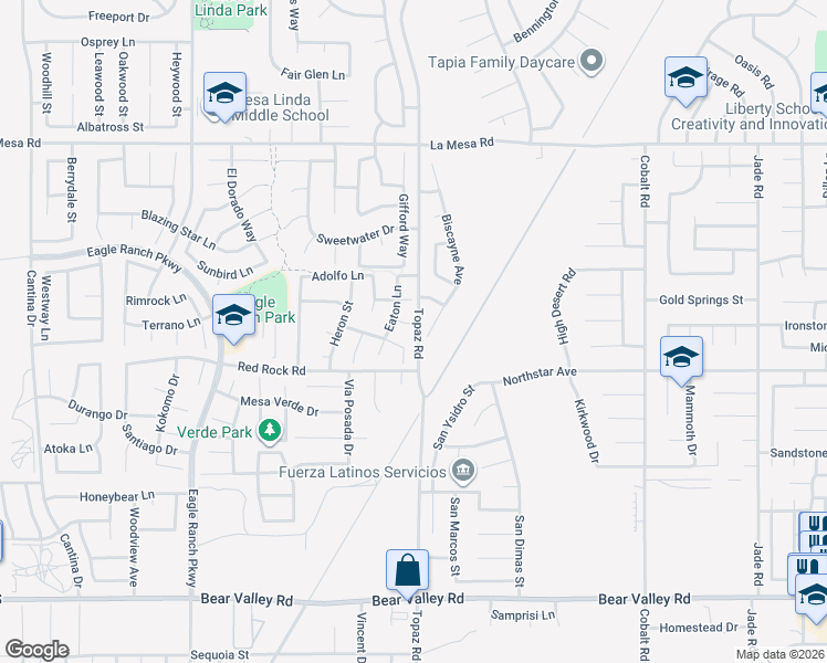 map of restaurants, bars, coffee shops, grocery stores, and more near 12873 Albright Court in Victorville