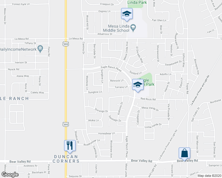 map of restaurants, bars, coffee shops, grocery stores, and more near 12557 Westbranch Way in Victorville