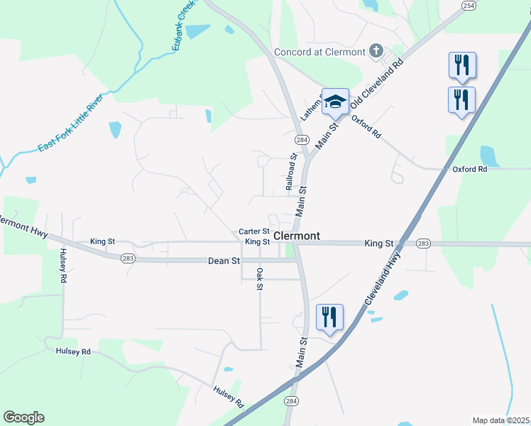 map of restaurants, bars, coffee shops, grocery stores, and more near 197 Addington Street in Clermont